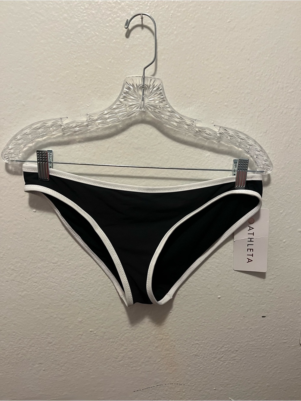 Athleta Black Bikini Bottom with White Trim Accent